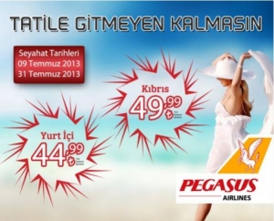 Pegasus ile Temmuz&#039;da Tatile 44,99 TL&#039;den Uçun